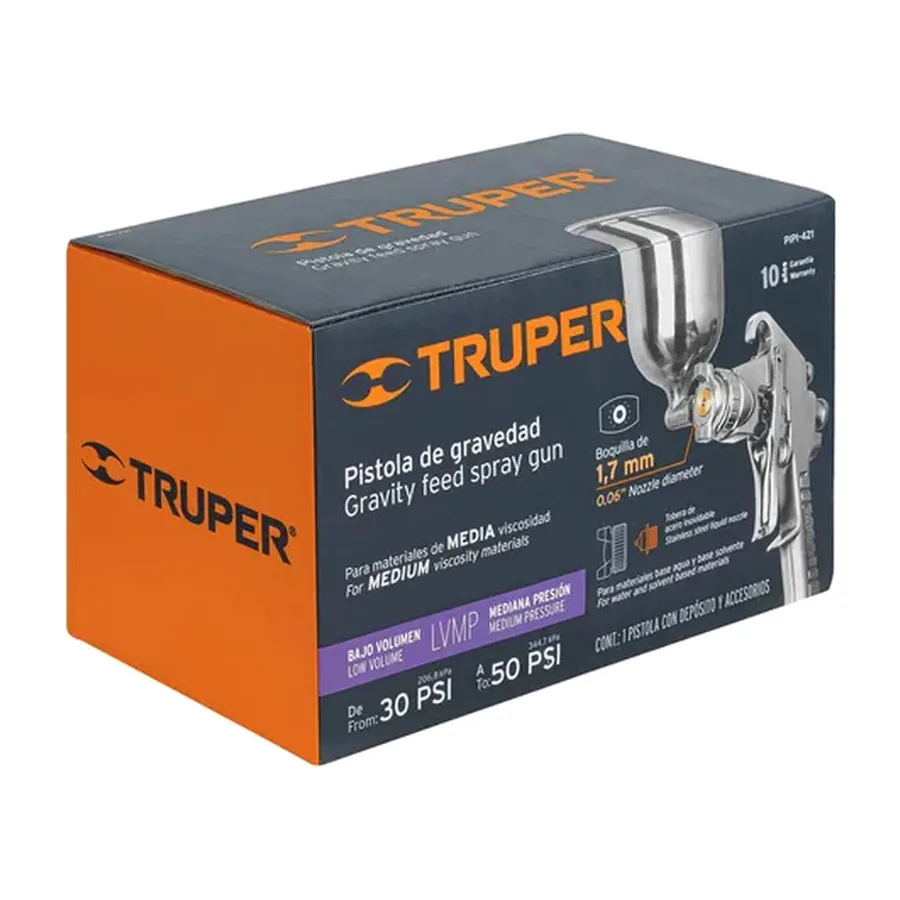 Pistola de Gravedad LVMP Truper 400 ml Boquilla 1,7 mm