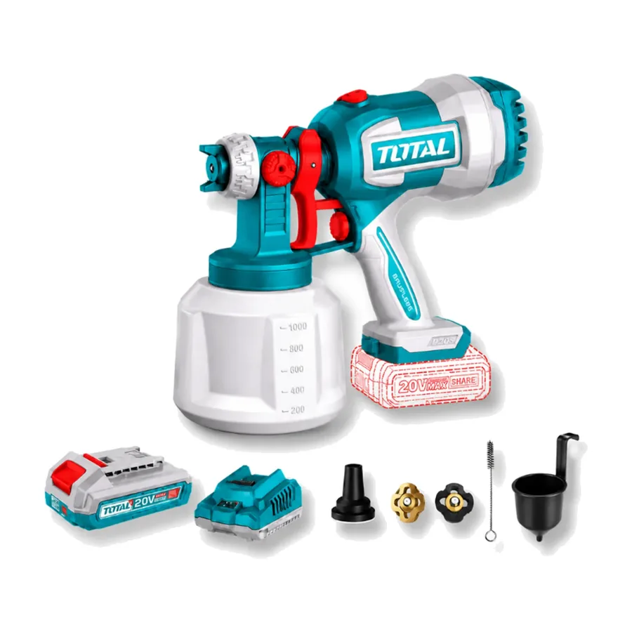 Pistola de Pintura Inalámbrica Total 20 V Serie P20S con Batería 2.0 Ah y Cargador